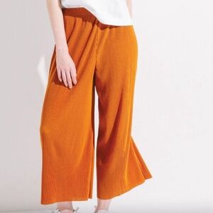 UNIQLO pleated / ribbed wide leg rust color pants